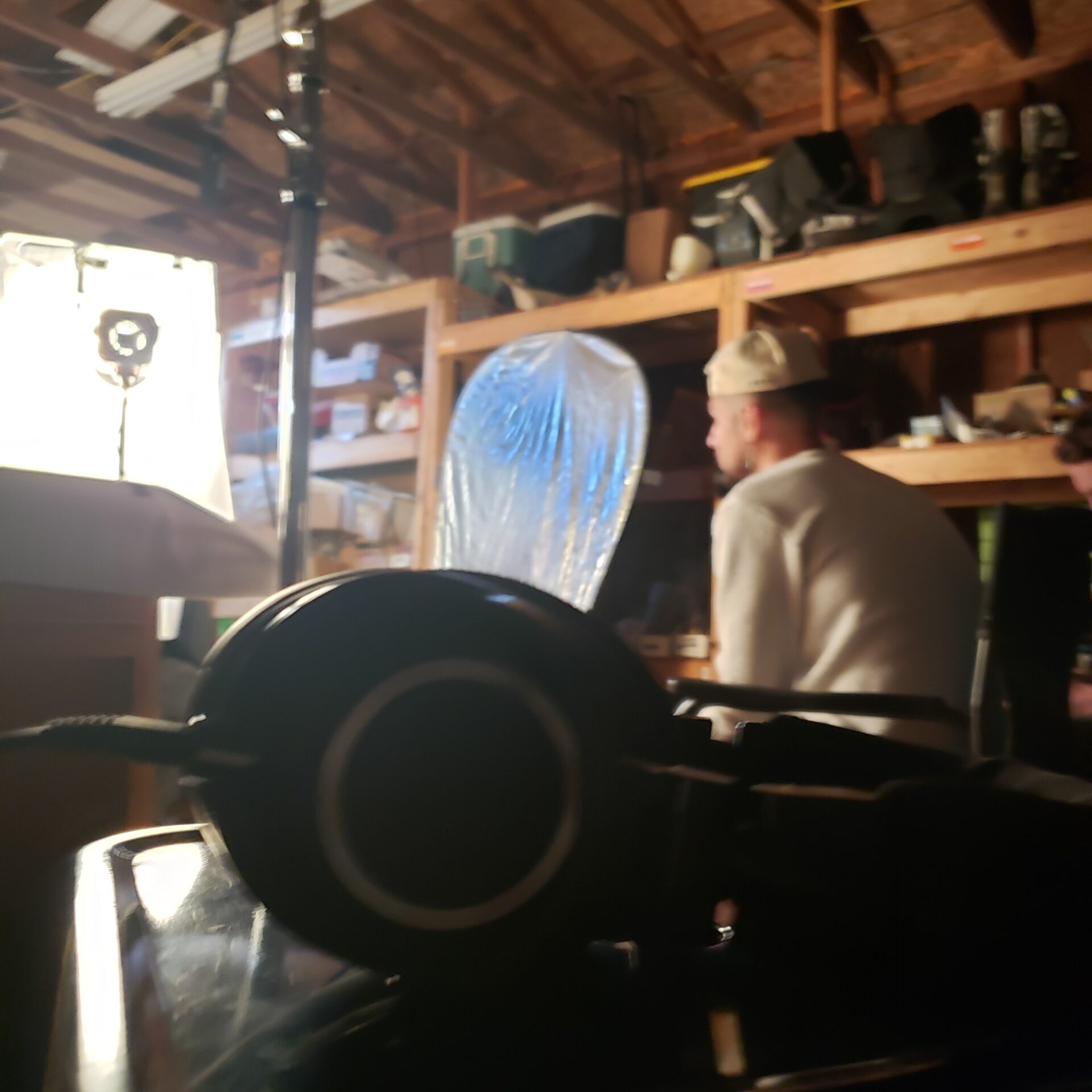 S4 Trip 1 - First sit down interview BTS angle. James interviews Rachael Barton.